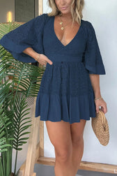 Dreamy Date Lace V-Neck Mini Dress - View 7
