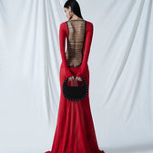 Autumn Mesh Backless Lace up Long Sleeve Super Maxi Dress