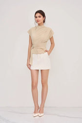 Elegant Cinched Mock Neck T-Shirt