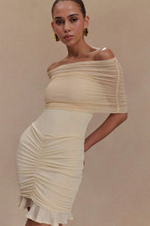 Ruched Ruffle Mesh Mini Dress 2
