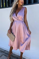 Hold You In My Memory Satin Midi Dress - View 7