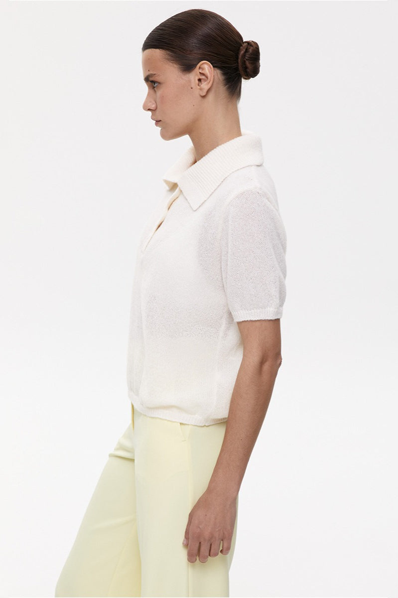 Hollow Out Polo Knit Sweater