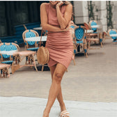 Ruched Side Bodycon Dress S / Red Short Bodycon Slim Dress