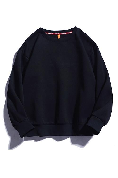 Solid O Neck Long Sleeve Hoodie