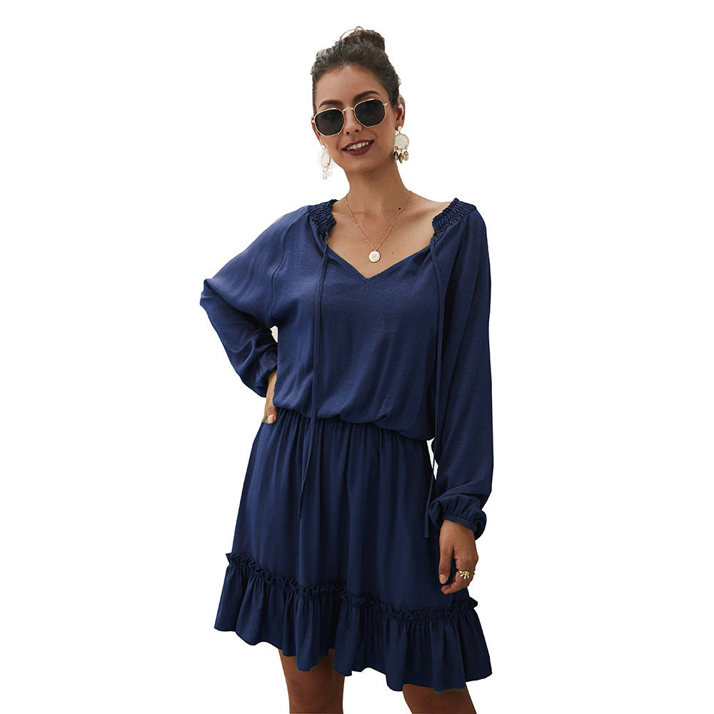 Marta Ruffle Tiered Dress Navy