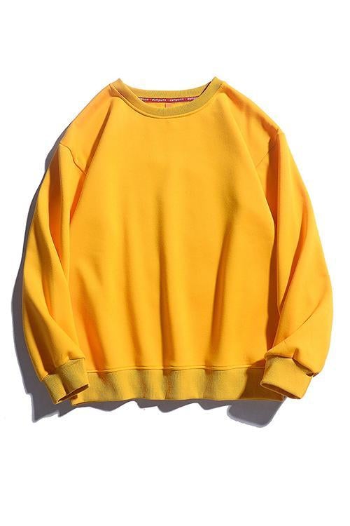 Solid O Neck Long Sleeve Hoodie