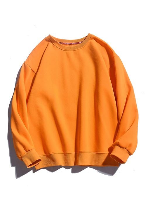 Solid O Neck Long Sleeve Hoodie