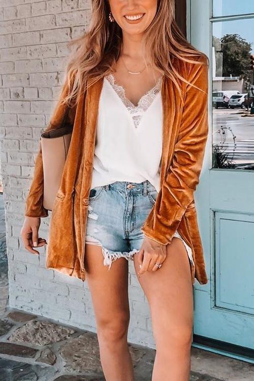 Pockets Velvet Lapel Jackets