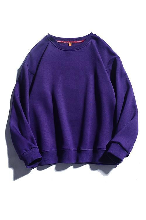 Solid O Neck Long Sleeve Hoodie