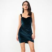 Jemima Teal Velvet Mini Dress - View 6
