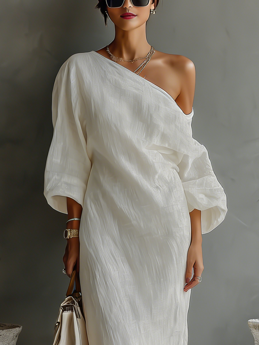 One Shoulder Long Sleeve Maxi Dress Summer 5