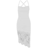 Lace up open back cowl neck satin dress 4