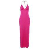 Butterfly applique backless v neck maxi dress 15