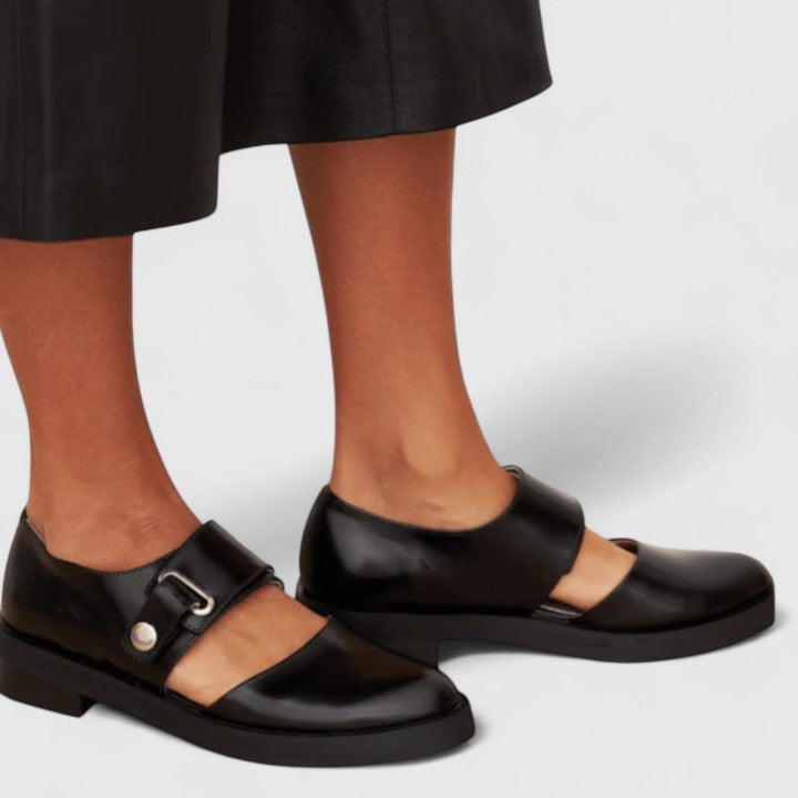 Buckle Strap Cut Out Flat Mary Jane Shoes