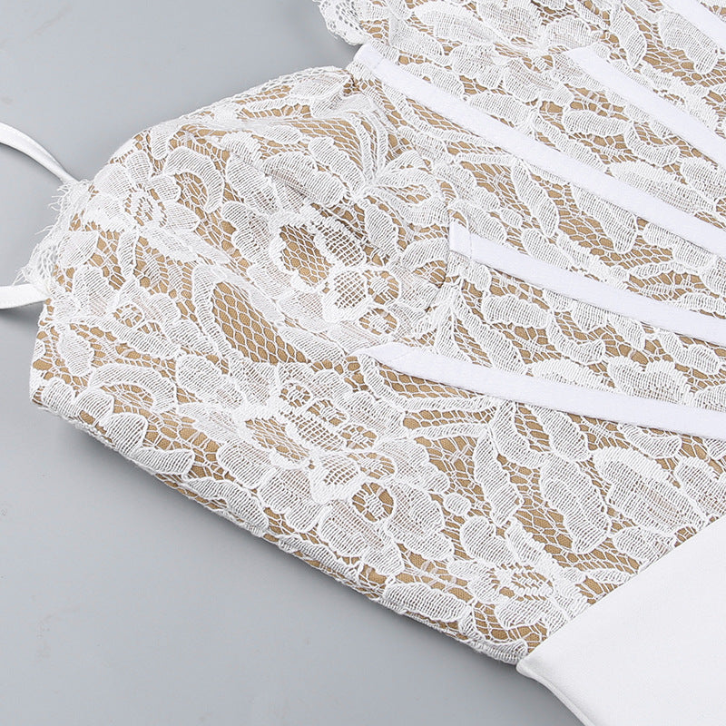 Fringila Asymmetric Dress White