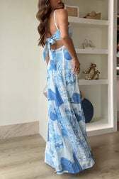 Floral Square Neck Lace Trim Maxi Dress 5