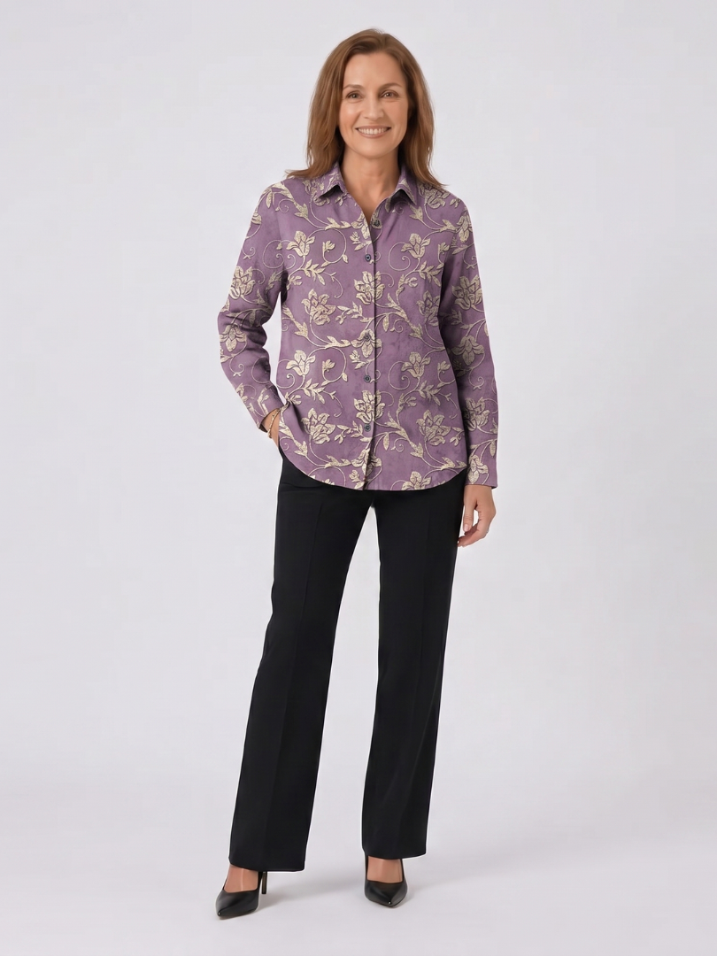 Floral Print Collared Long Sleeve Button Shirt