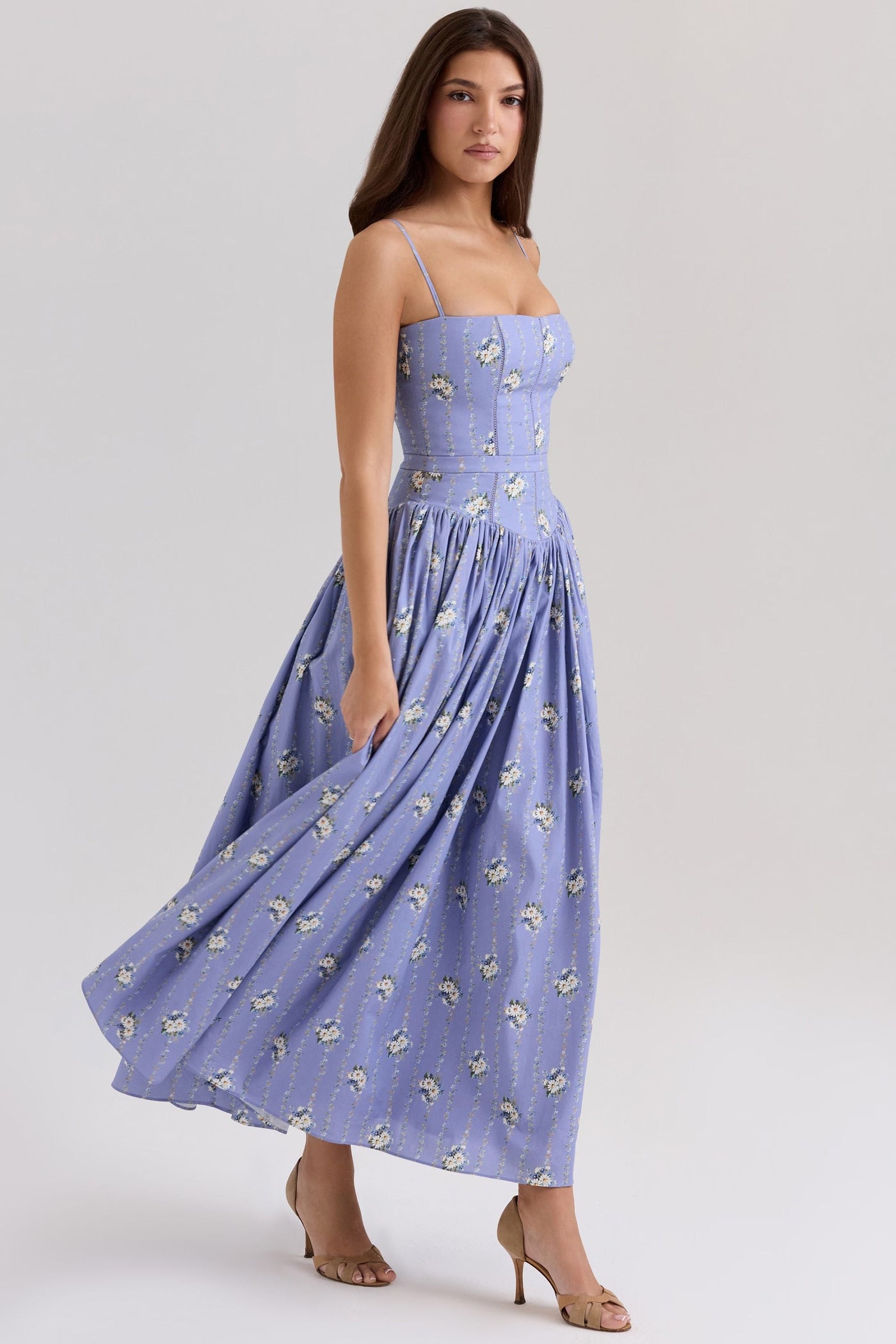 Floral Spaghetti Strap Corset Maxi Dress 20