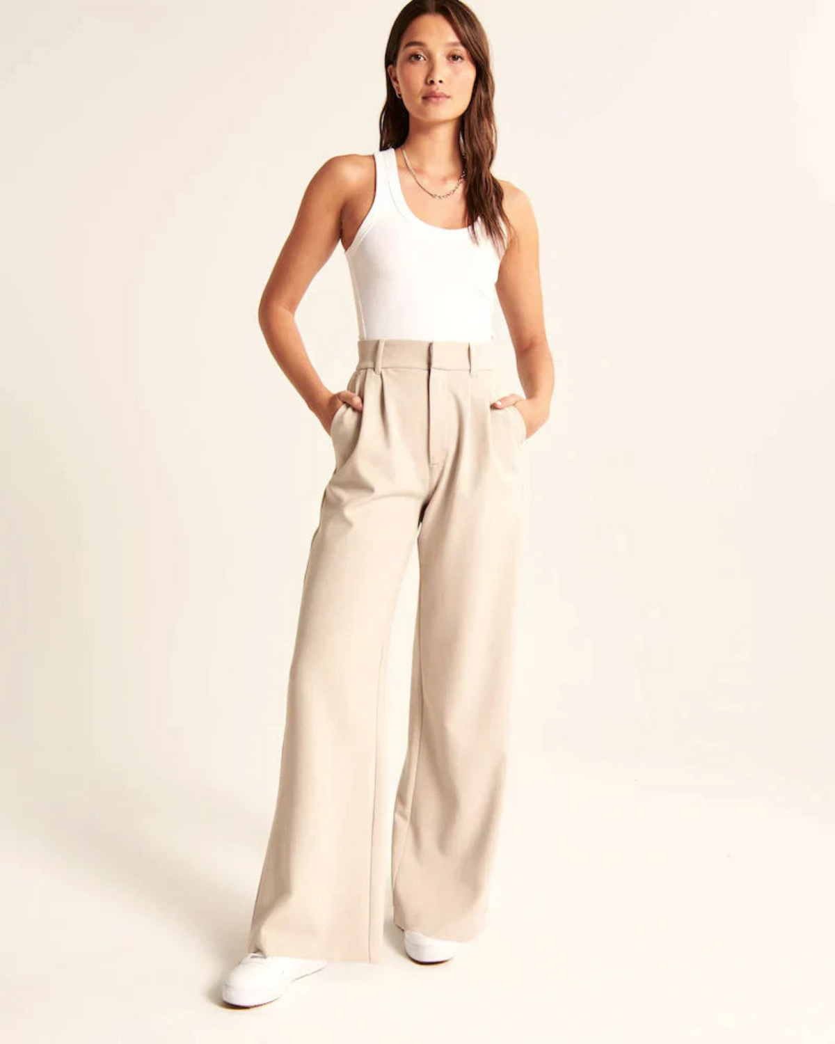 High Waist Pleated Wide Leg Trousers