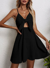 Tie Front Cut Out Spaghetti Strap Fit and Flare Mini Dress 5