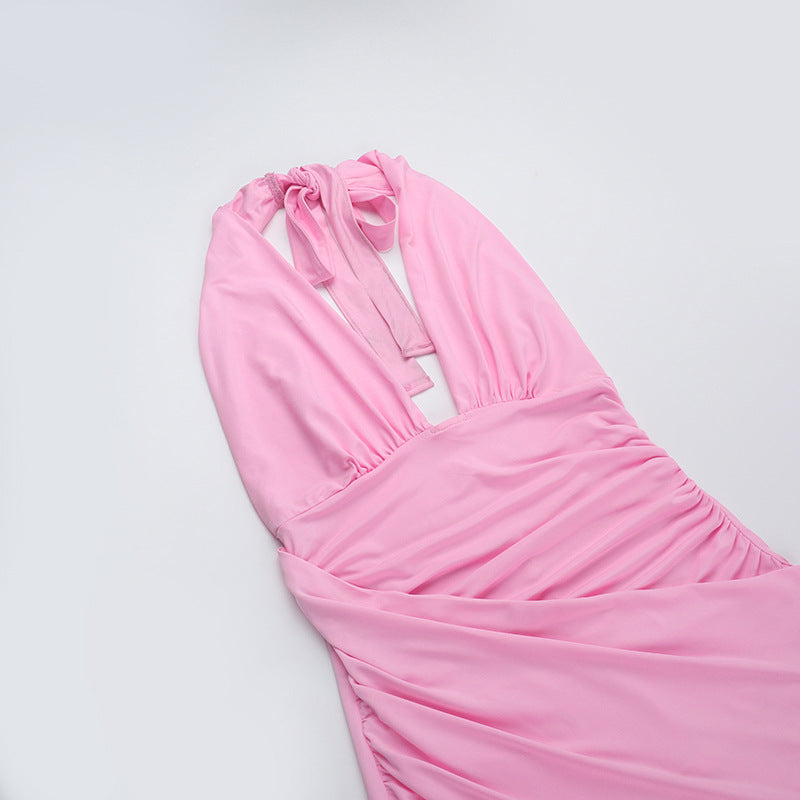 Rosier Slit Dress-Pink