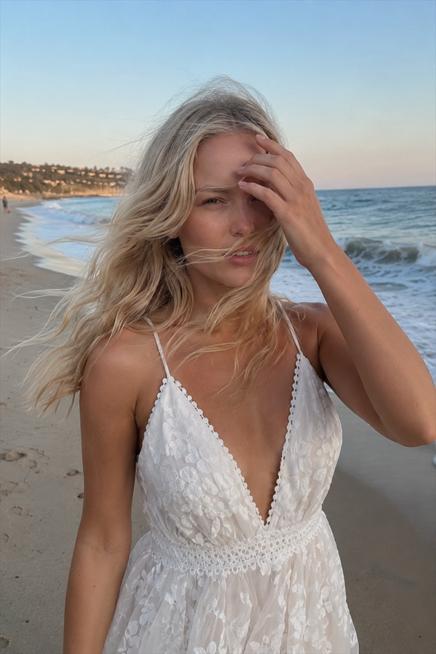 Backless Lace Sheer Mesh Dress