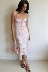 Pink Satin Corset Cami Top