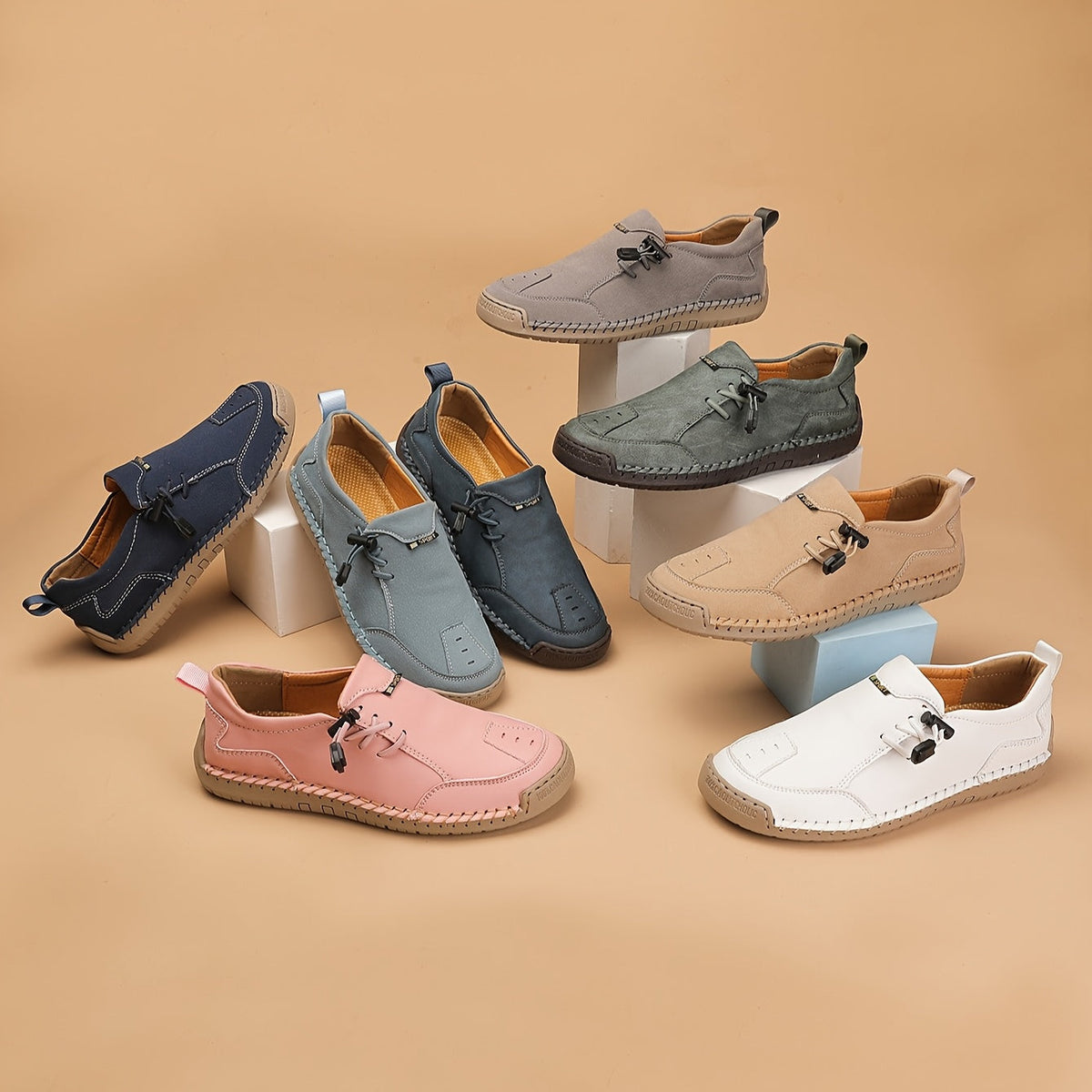 Slip On Stitched Round Toe Flat Loafers