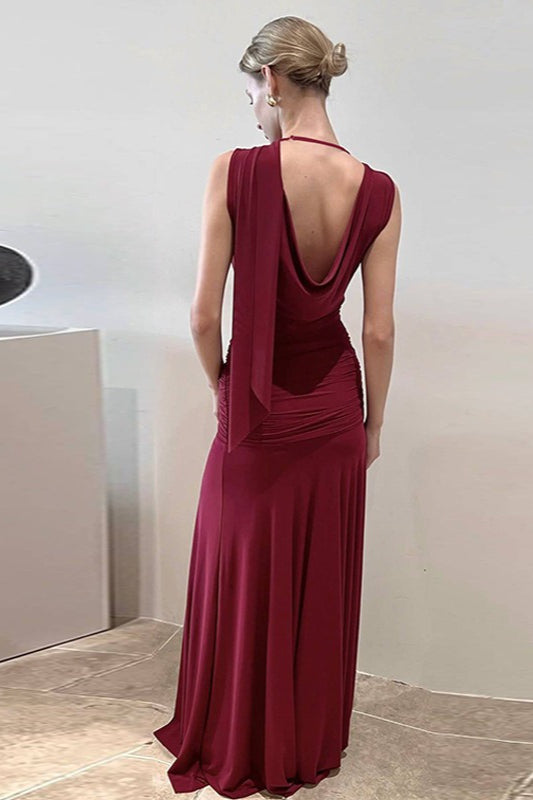 Sheer Mesh Back Tie-Waist Wrap Dress