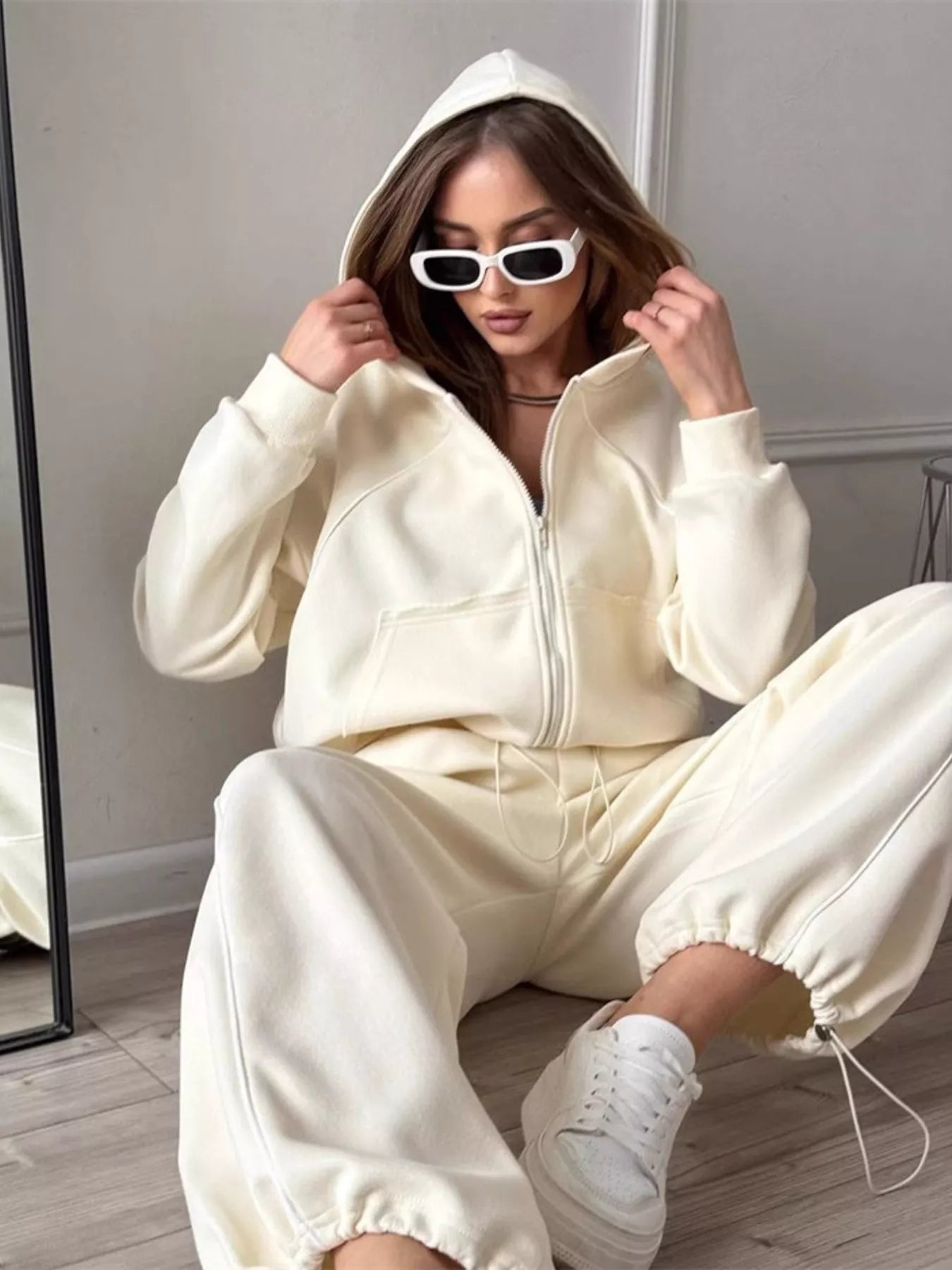 Fleece Zip-Up Hoodie and Joggers Set