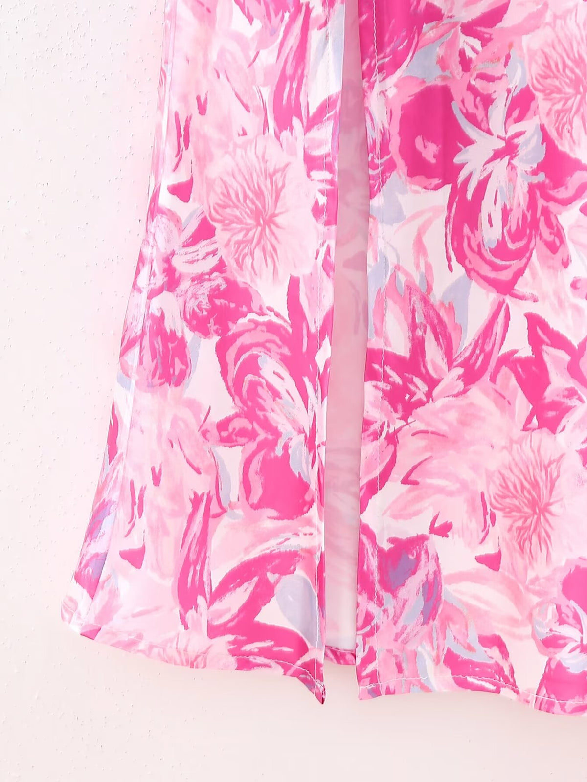 Floral Print Satin One Shoulder Waist Cut Out Split Midi Dress 5