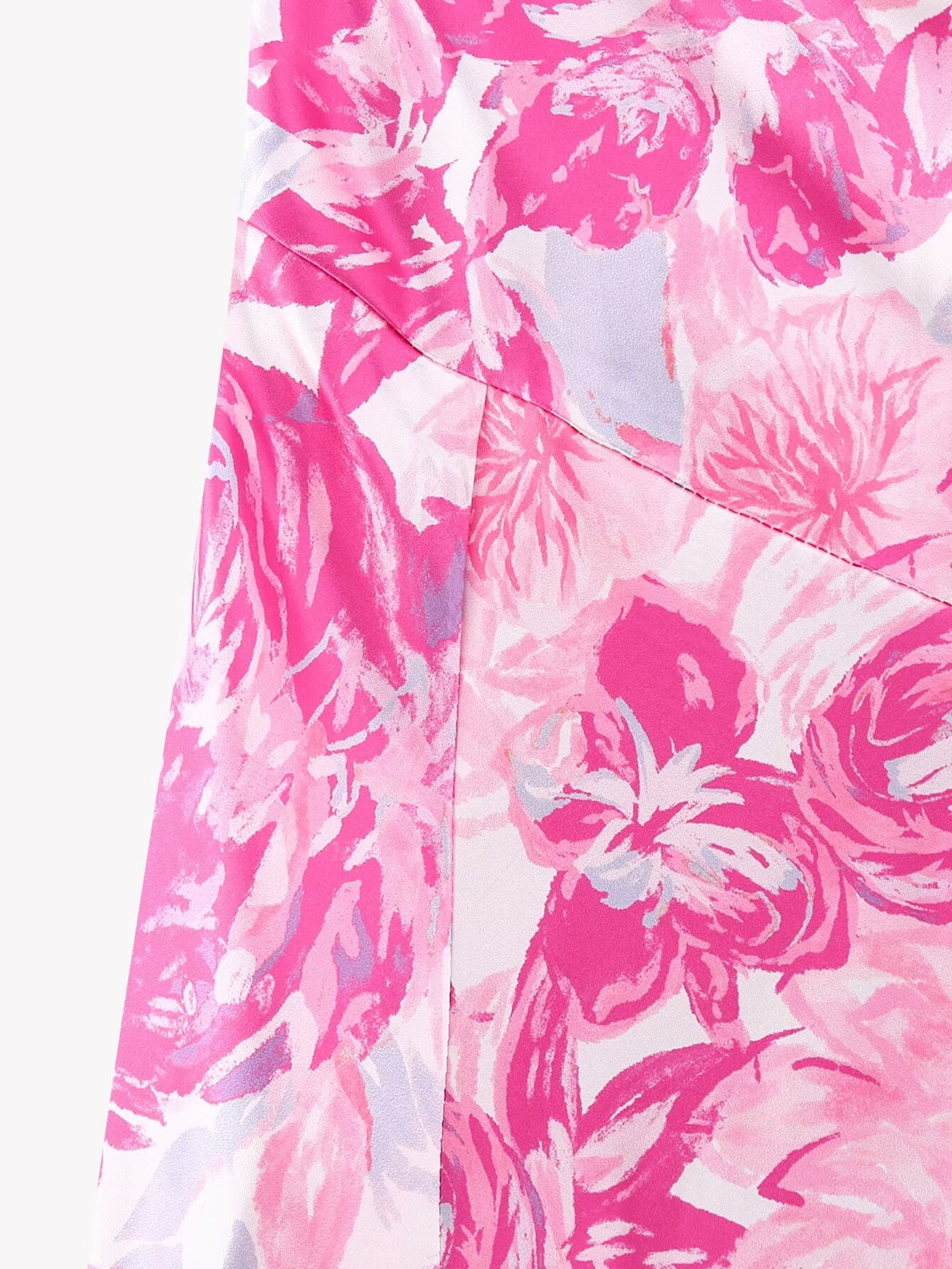 Floral Print Satin One Shoulder Waist Cut Out Split Midi Dress 7