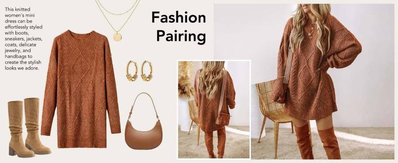 Long Sleeve Cable Knit Sweater Mini Dress 17