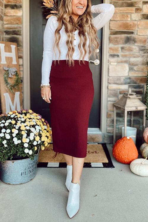 Knit Slit Bodycon Skirts
