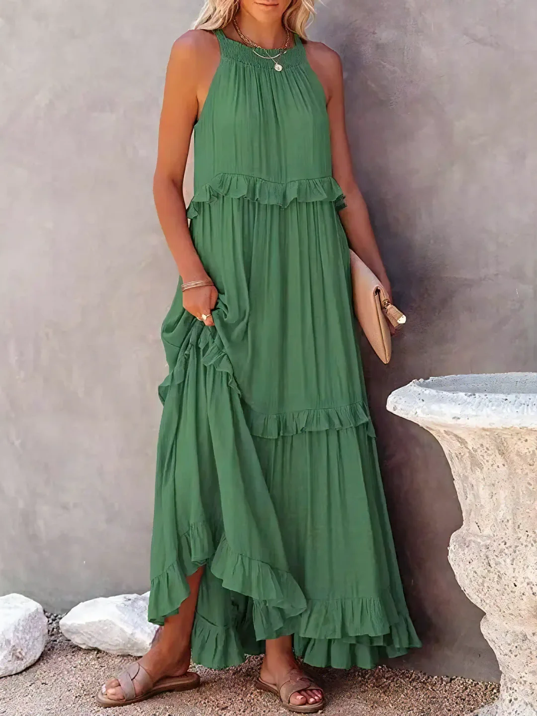 Megan | Chic Ruffle Maxi Dress