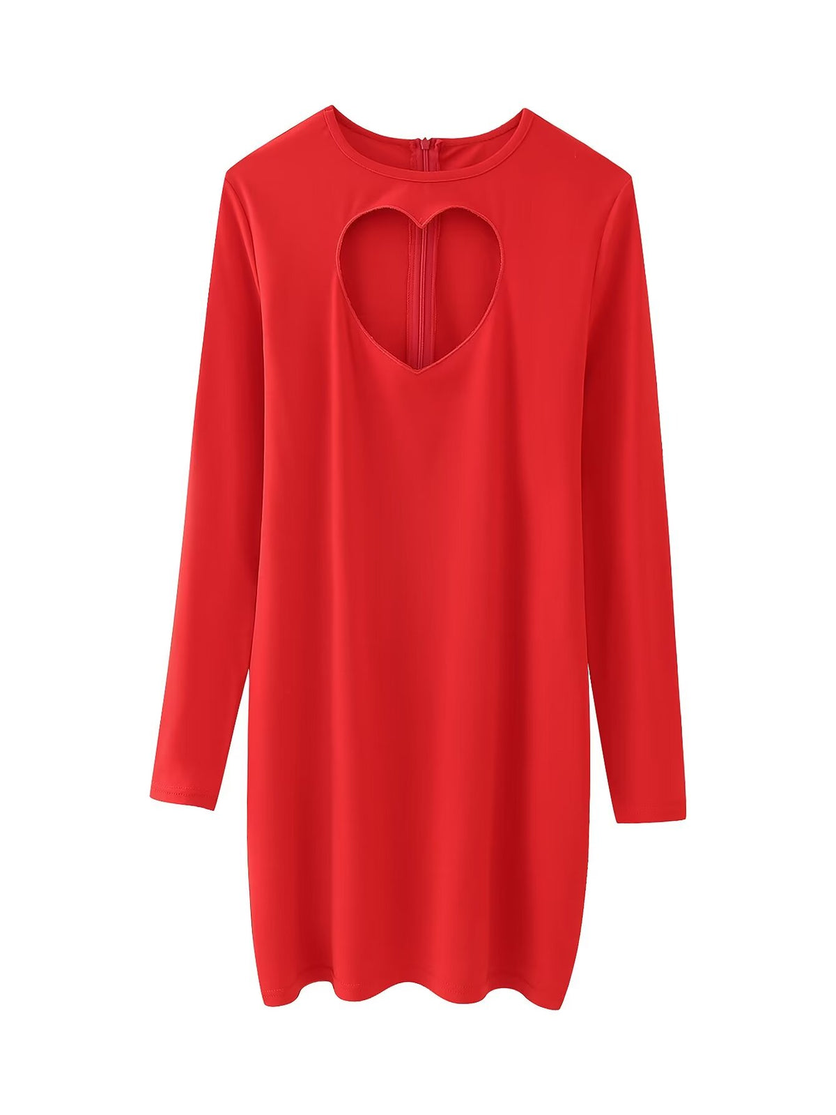 Heart Cut Out Long Sleeve Padded Shoulder Bodycon Mini Dress 2