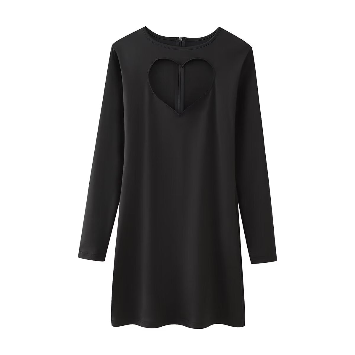 Heart Cut Out Long Sleeve Padded Shoulder Bodycon Mini Dress 3
