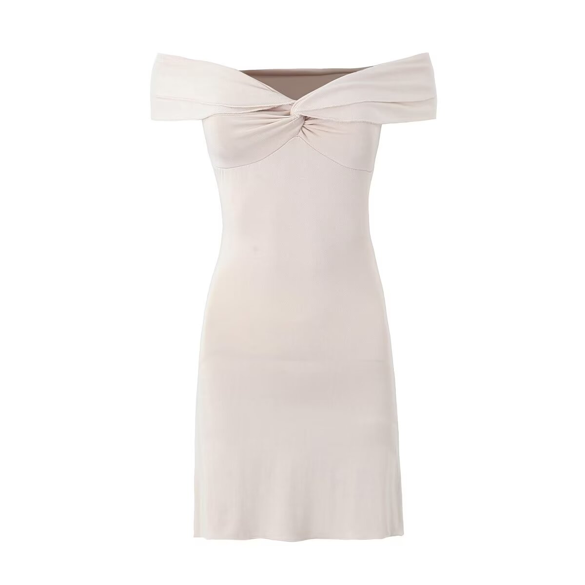 Off Shoulder Ruffle Trim Twist Front Lettuce Hem Bodycon Mini Dress 6