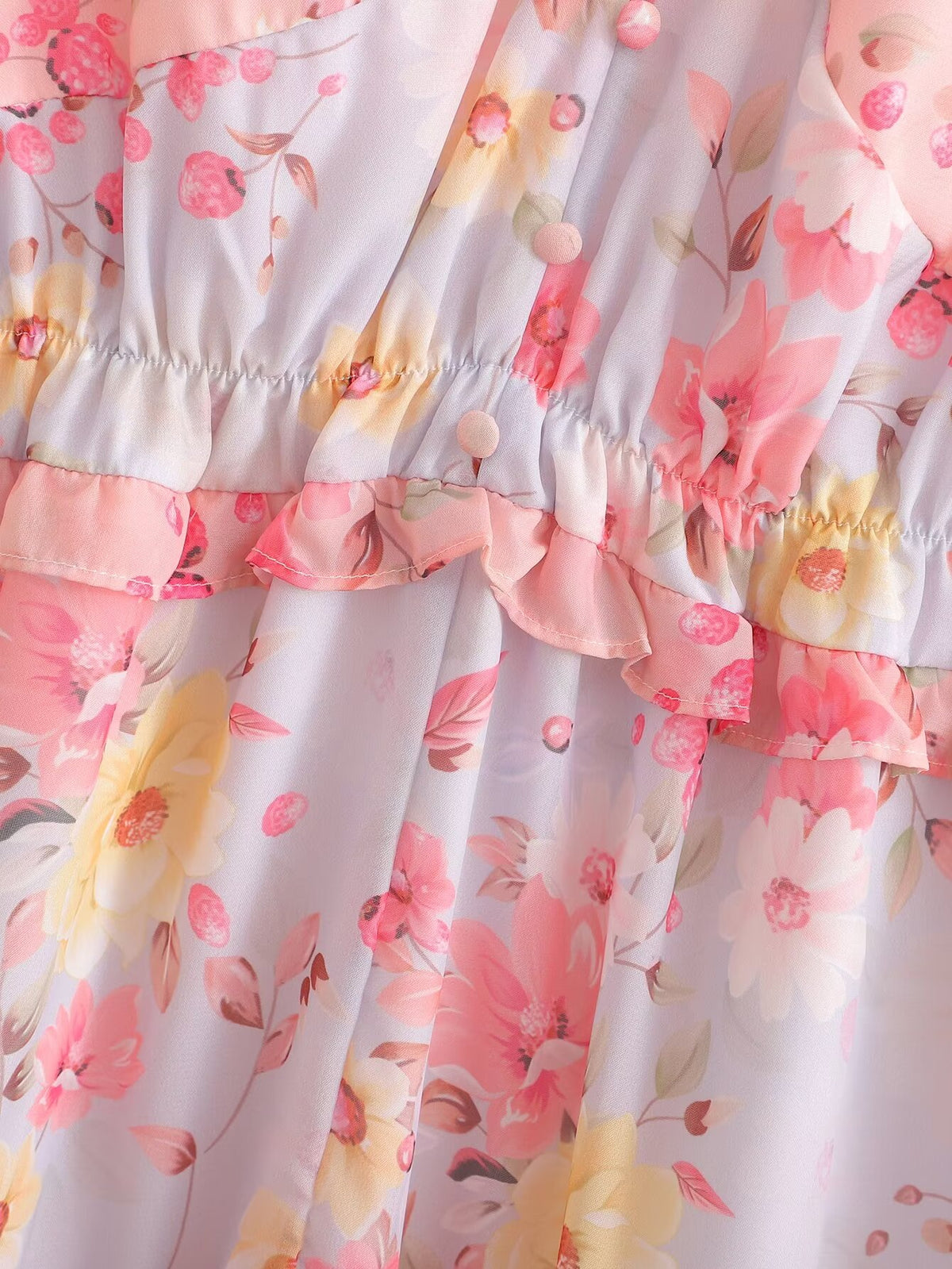 Fairy Dress Vacation V neck Lantern Sleeve Color Printing Stitching Dress Maxi Dres
