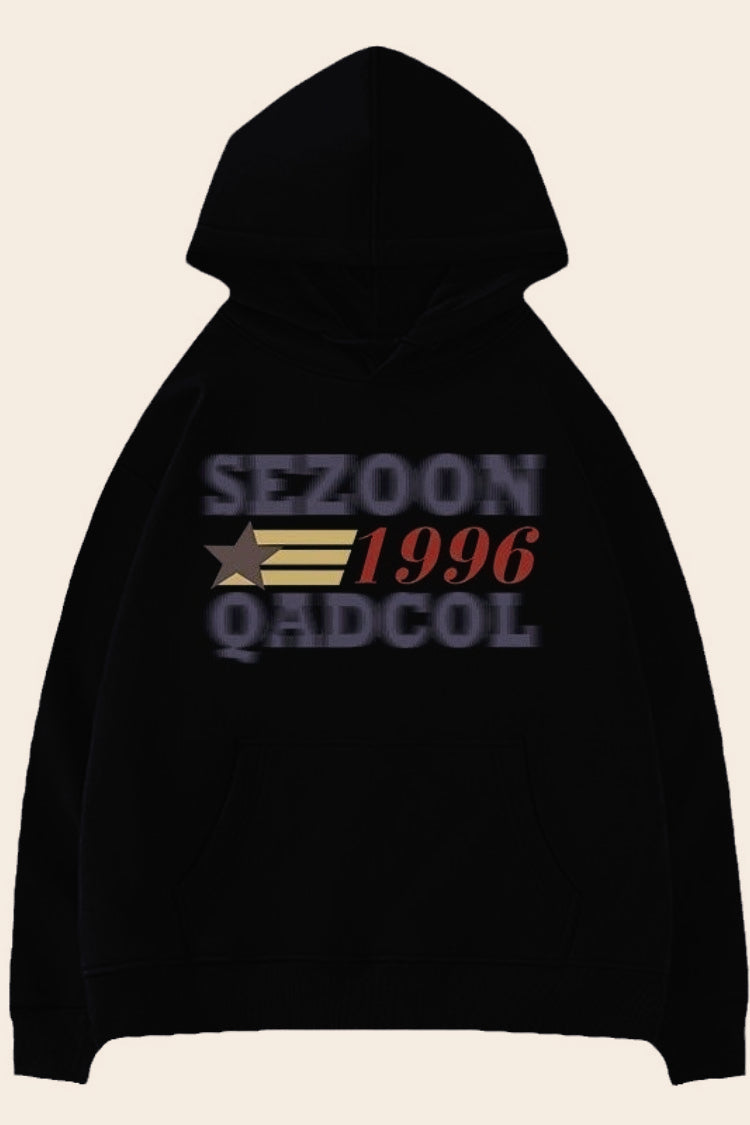 Retro Letter Print Hoodie