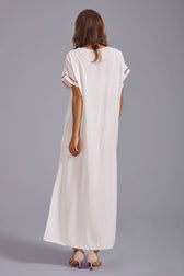 Embroidered V-Neck Short Sleeve Kaftan Maxi Dress 25