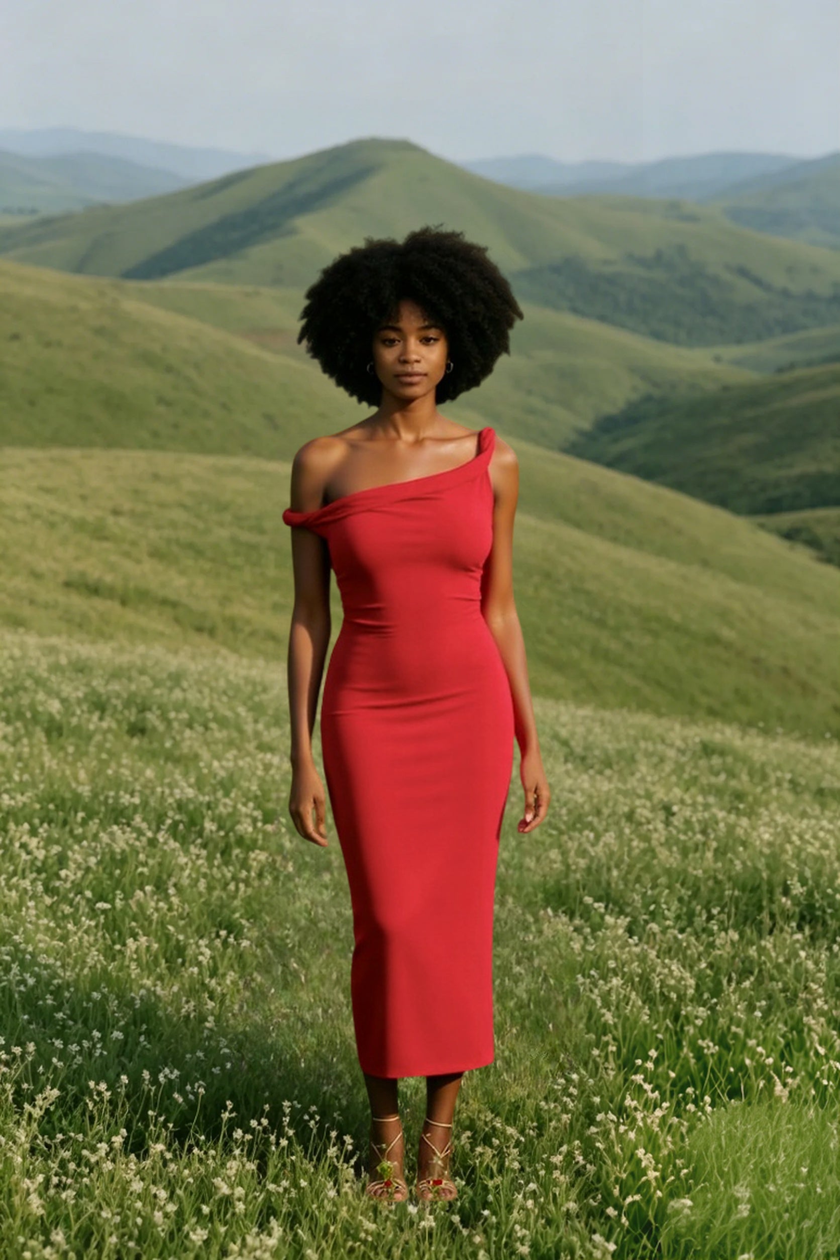 One Shoulder Bodycon Midi Party Dress