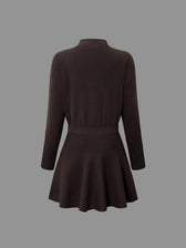 High Neck Long Sleeve Ribbed Knit Mini Dress 19