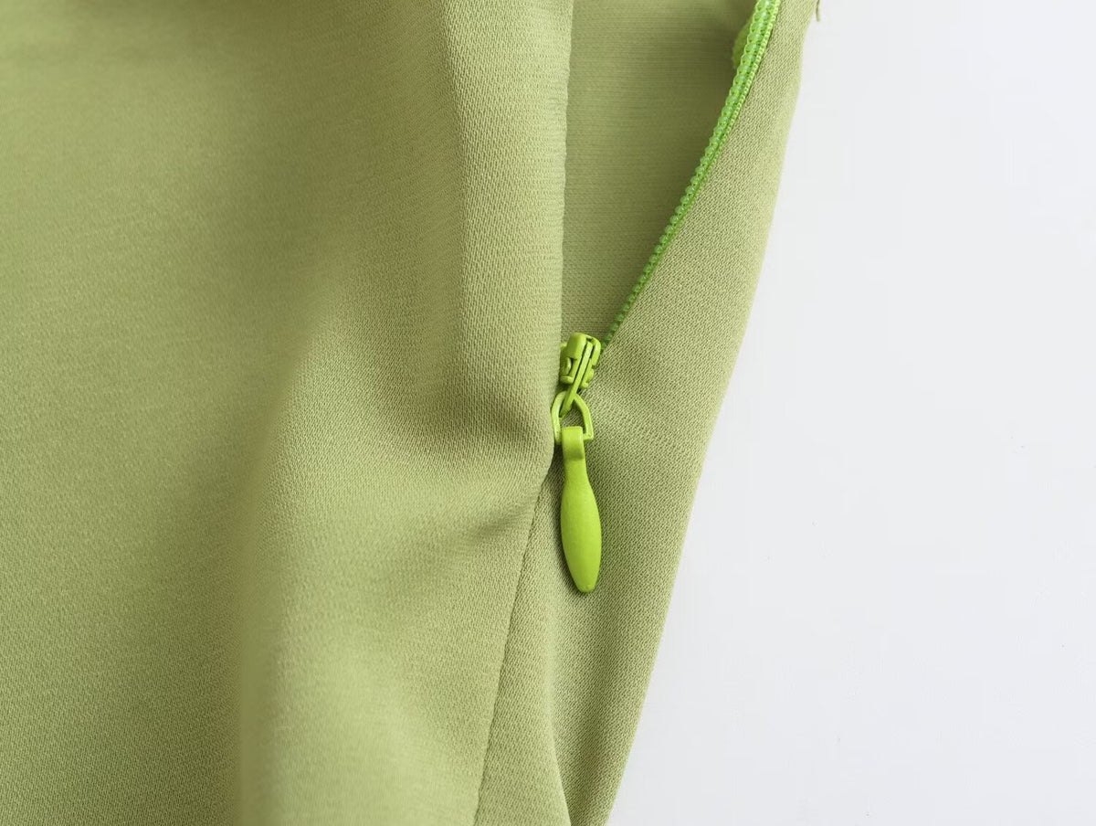 Mock Neck Sleeveless Pleated Shoulder High Split Midi Dress 12
