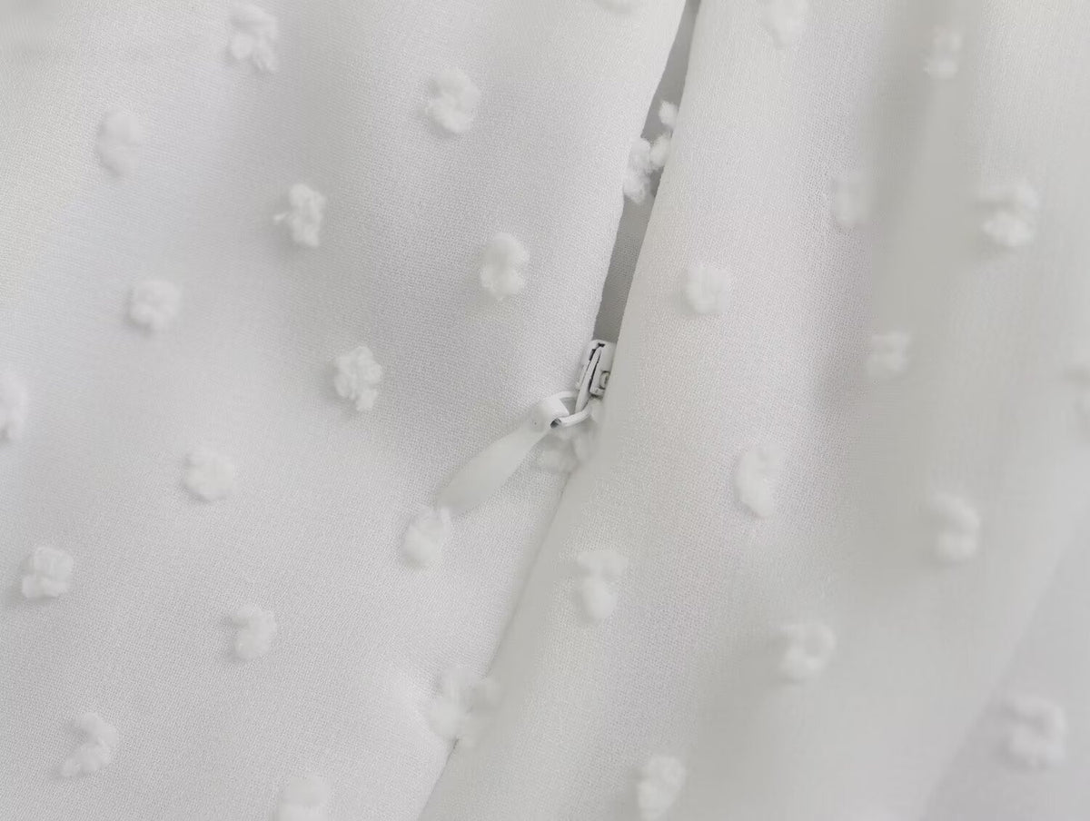 Swiss Dot Ruffle Strap Sweetheart Neck Tiered Midi Dress 14
