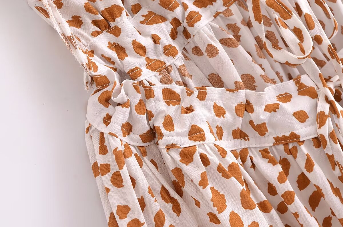 Animal Print Halter Neck Deep V-Neck Tiered Backless Mini Dress 14