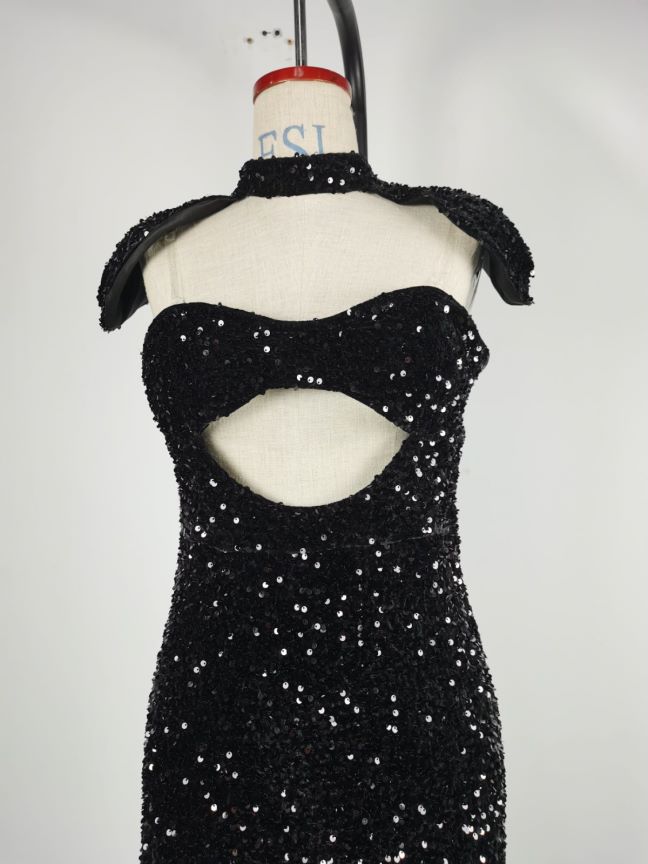 Sequined Tube Top Banquet Dress Hip Wrapped Evening Dress