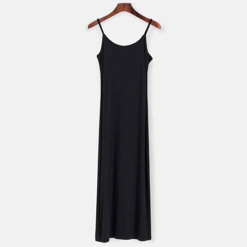 Sheer Knit Long Sleeve Boat Neck Maxi Dress Over Slip Two Piece Set 16