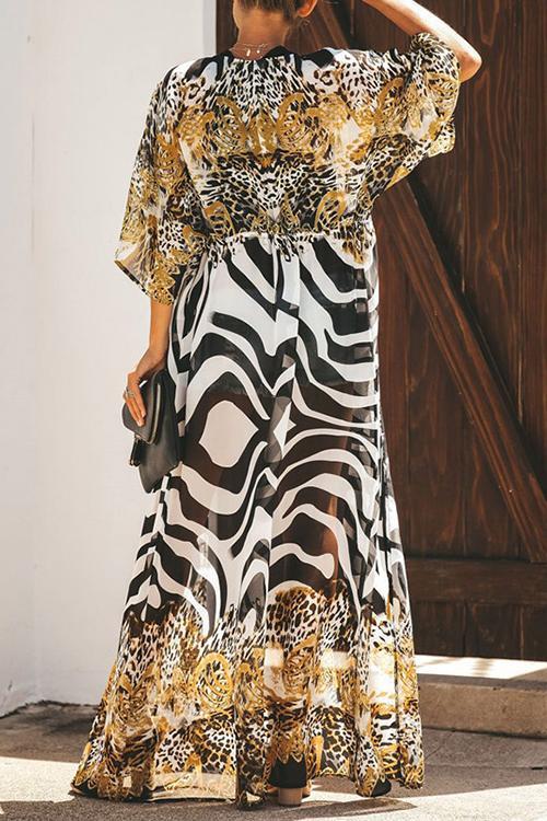 Leopard Stripe Patchwork Cardigan