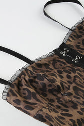 Front Button Sheer Mesh Leopard Cami Top